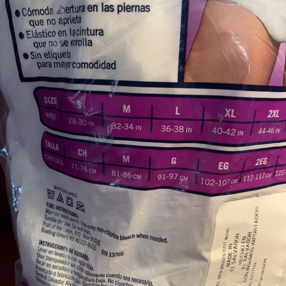 New! FRUIT OF THE LOOM Men’s Briefs 7 Pk White Large 36-38 Underwear - Picture 4 of 6